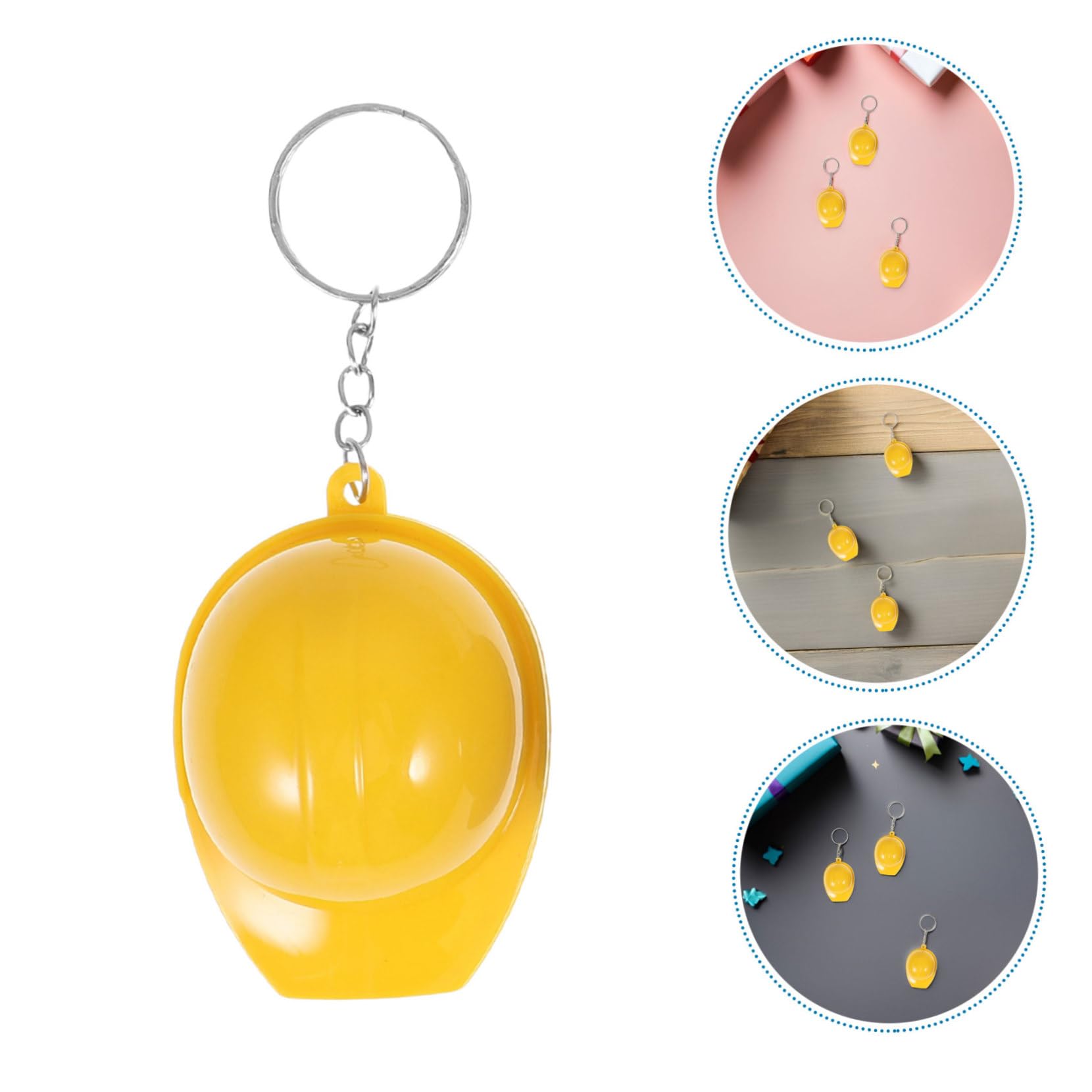 Mipcase 100 Llaveros de Sombrero de Construcción Amarillo, Diseño Realista y Resistente, Aleación de Zinc y Plástico, Premios para Aula y Fiestas