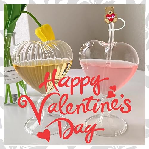 Miniatura 4 de 12 tapas de silicona reutilizables de grado alimenticio con temática del día de San Valentín, para popotes de 0.315 a 0.315 pulgadas