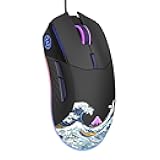 COSTOM Womier USB Wired Gaming Mouse for PC Computer Windows Mac Laptop, Lightweight Silent RGB Backlit Mouse with Adjustable 12000DPI/7 Programmable Side Buttons,Black Kanagawa Theme-G705 V2