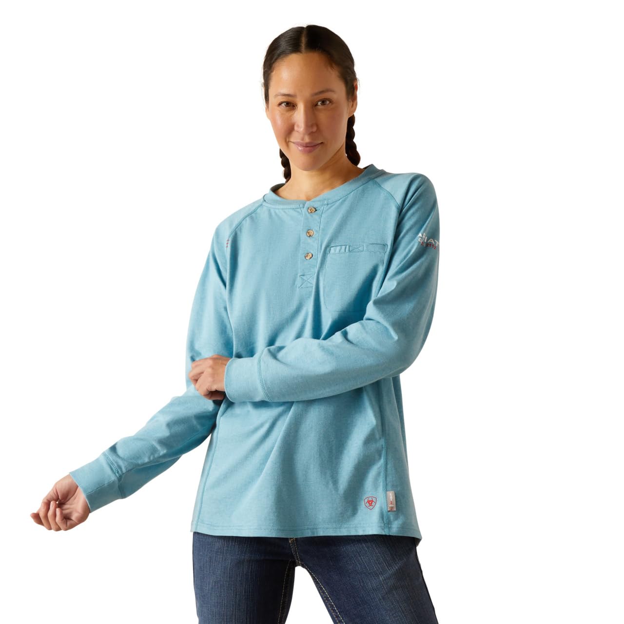 Ariat Haut Air Henley résistant au feu pour femme, Teinture spatiale bleu  nordique, Taille M : Amazon.fr: Mode