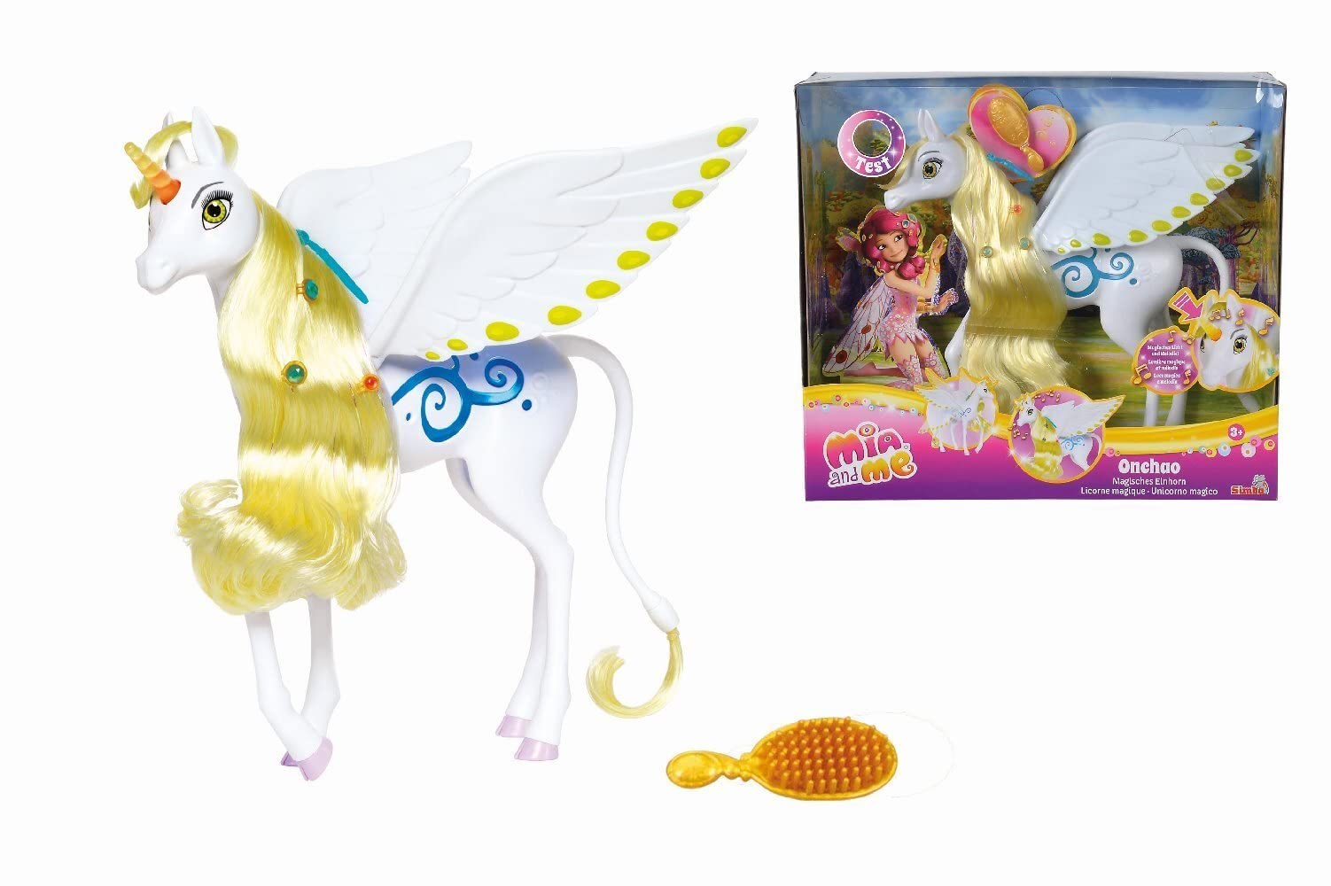 Mia And Me Stars Unicorn Toy | 25 Cm Glow In The Dark Unicorn With Hair Brush | Based On Popular TV Series