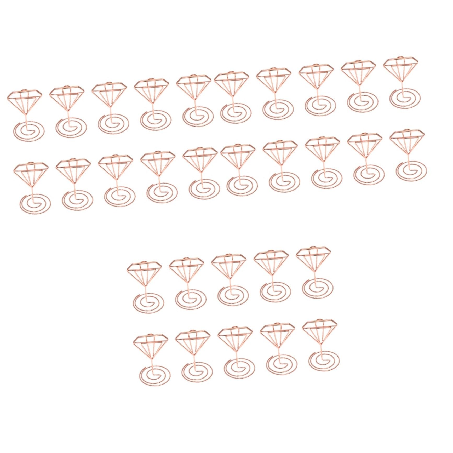 Lurrose 60 Pièces support de note clip mémo porte-notes porte-clip photo support photo marque-places en diamant support de clips photo porte-photos pince de mariage agrafe de note Golden