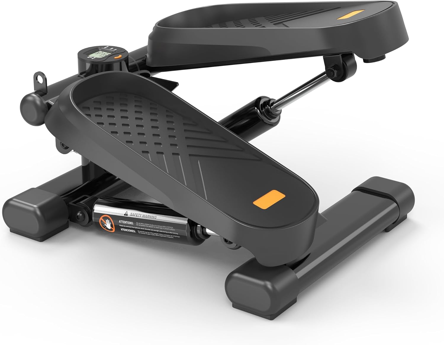 Home Office Exercise 330LBS Capacity Mini Stepper with Resistance Bands and LCD Monitor,Black + Steel