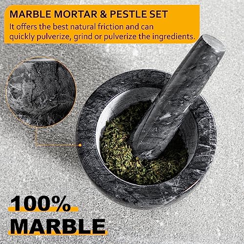 Velaze Marble Mortar And Pestle Set, 300 Ml Mortar And 5.1 Inch Pestel, Grinder And Crusher, Grind Spices, Powder Pestos, Mash Herbs, Crush Pills, Polished Natural Marble #TOP2