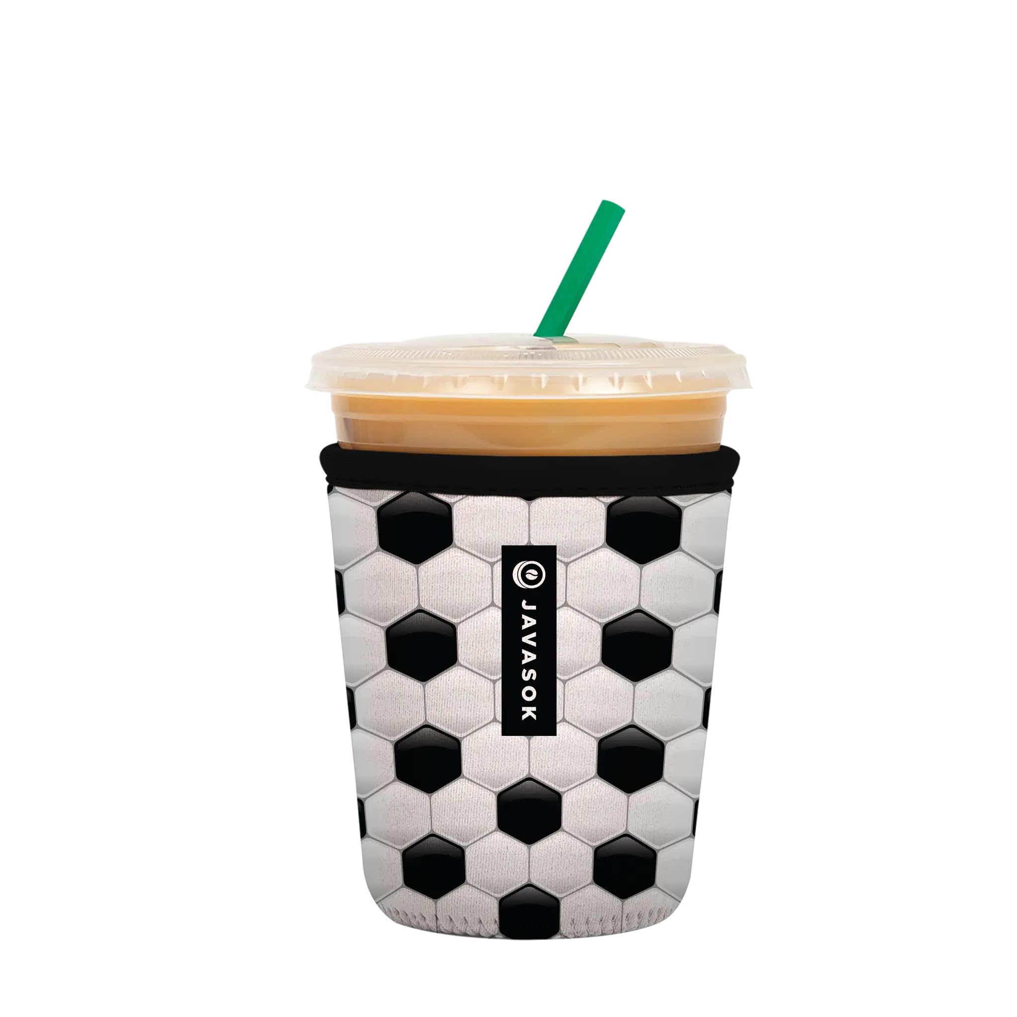 Sok It JavaSok Iced Coffee &amp; Cold Soda Insulated Neoprene Cup Sleeve (Soccer, Small: 16-20oz)