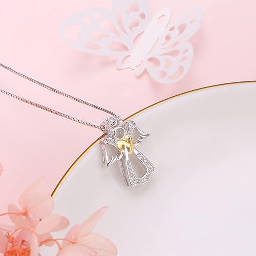 Miniatura 4 de DAOCHONG Collar de ángel de la guarda para mujer, plata de ley, con colgante de alas "You Are My Angel", regalo de joyería para niñas