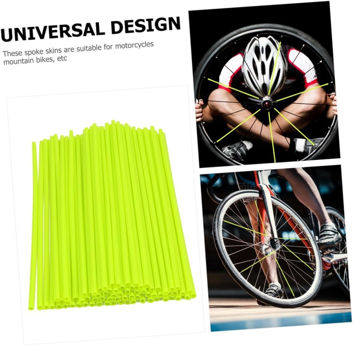 POPETPOP 72Pcs Yellow Spoke Covers Plastic for Motorcycle Mountain Bike | Easy Install, Decorative Spoke Decoration, Improved Visibility and Safety, Fits Motorcycle and Mountain Bike Use