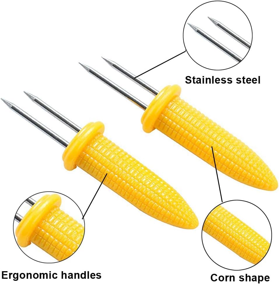 Grocery House Corn Holders Set, 20PCS Stainless Steel Corn Cob Holders, Corn on The Cob Skewers for Home Cooking Cob Skewers BBQ Party Grill Food Twin Prong Sweetcorn Holder Fork Kitchen Tool : Patio, Lawn & Garden
