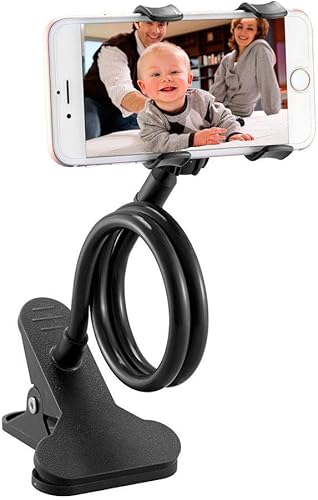 Miniatura 3 de ITART Plástico Flexible Brazos Largo Cuello De Cisne Clip Abrazadera Soporte Universal Teléfono Celular Titular - Negro