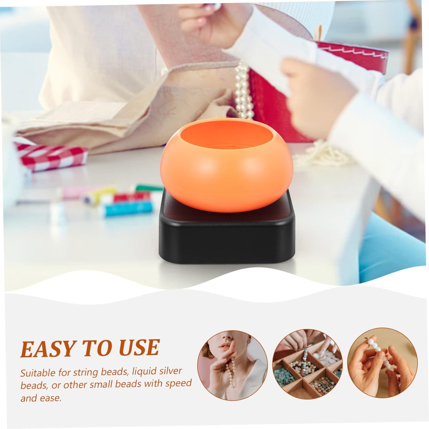 Homoyoyo Electric Bead Spinner with Adjustable Speed Beading Tool for Jewelry Making Compatible with Flat Clay Beads for DIY Craft Projects