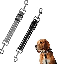 Harness to Collar Safety Clip, 2 Pcs Collar to Harness Safety Link, Reflective Nylon Dog Collars Connector, Double Ended Clip Strap for Dog, Backup Collarrs for Dogs Puppies(Black, Gray)