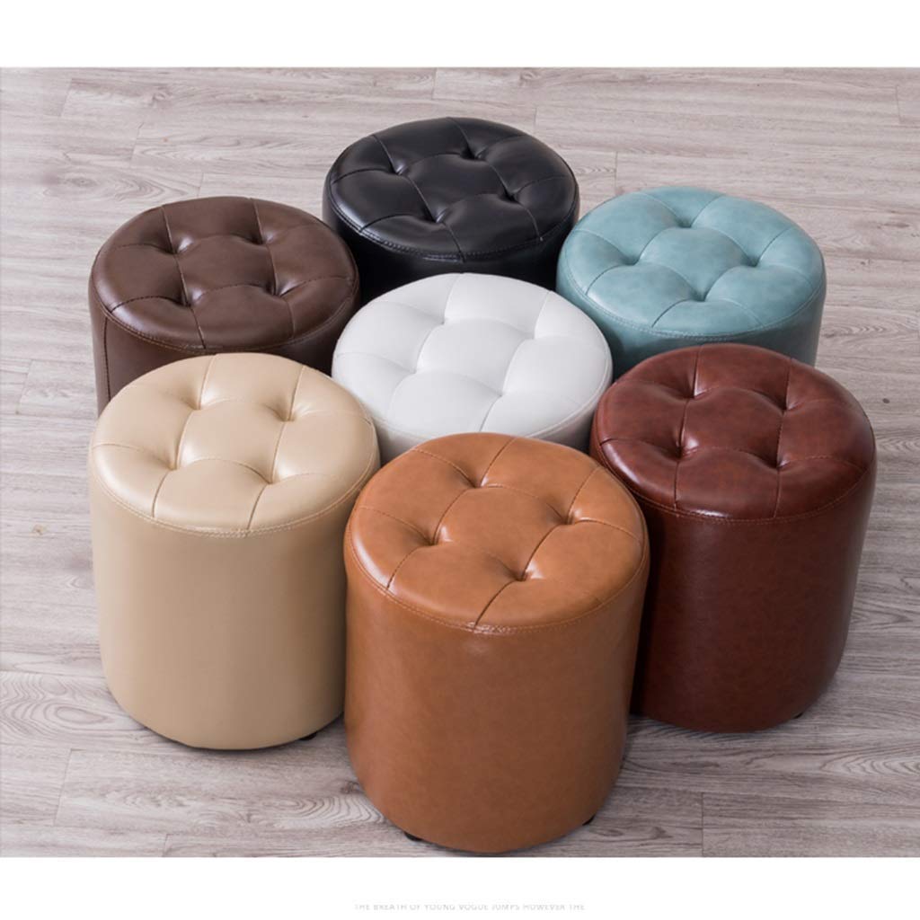 Repose-pieds salon nordique gzz A01 tabouret rond en similicuir pour coin lecture