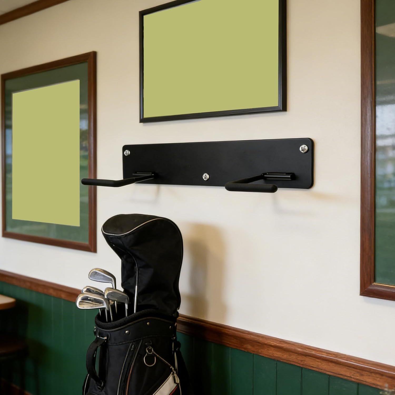 Wall Mount Golf Bag Hanger with Screws - Golf Bag Storage Rack Accessory for Clubs - Space Saving Heavy Duty Garage Sports Equipment Organizer