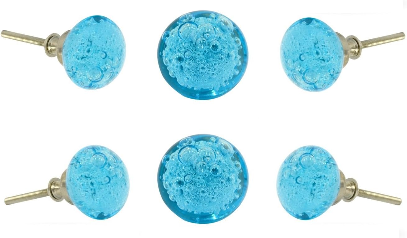 Buy TRINCAFERRO Set of 6 Glass Jones Bead Light Blue Knob Kitchen