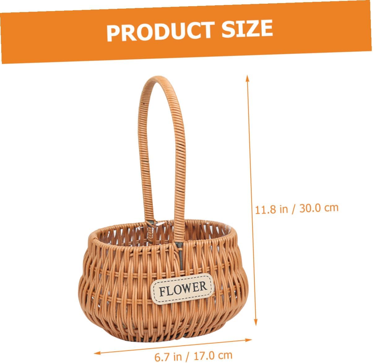 Rustic Woven Flower Girl Basket with Handles Oval Faux Rattan Handheld Basket for Wedding Ceremony for Fresh Floral Arrangements