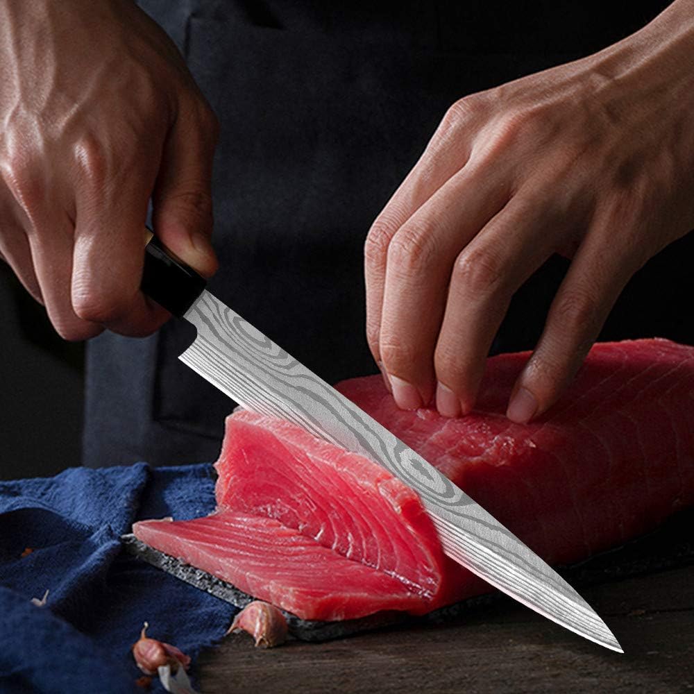 5Cr15Mov Stainless Steel Yanagi Sushi Sashimi Japanese Knife, 9.5'' (240mm), Wood Handle
