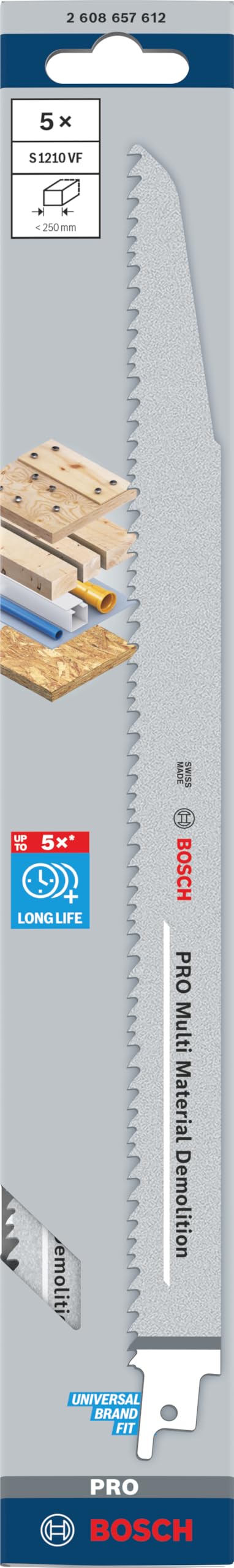 Bosch 5x Lame de scie sabre PRO Multi Material S1210VF Demolition