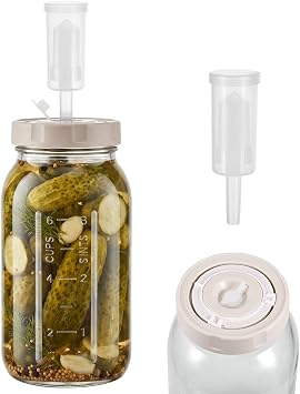 Hejo 2L Fermentation Jar with Airlock and Screw Lids, Fermentation Bucket with Adjustable Time Scale, Kimchi Container, Mead Making Kit, Fermenting Kit for Kimchi, Sauerkraut, Kombucha, Pickles