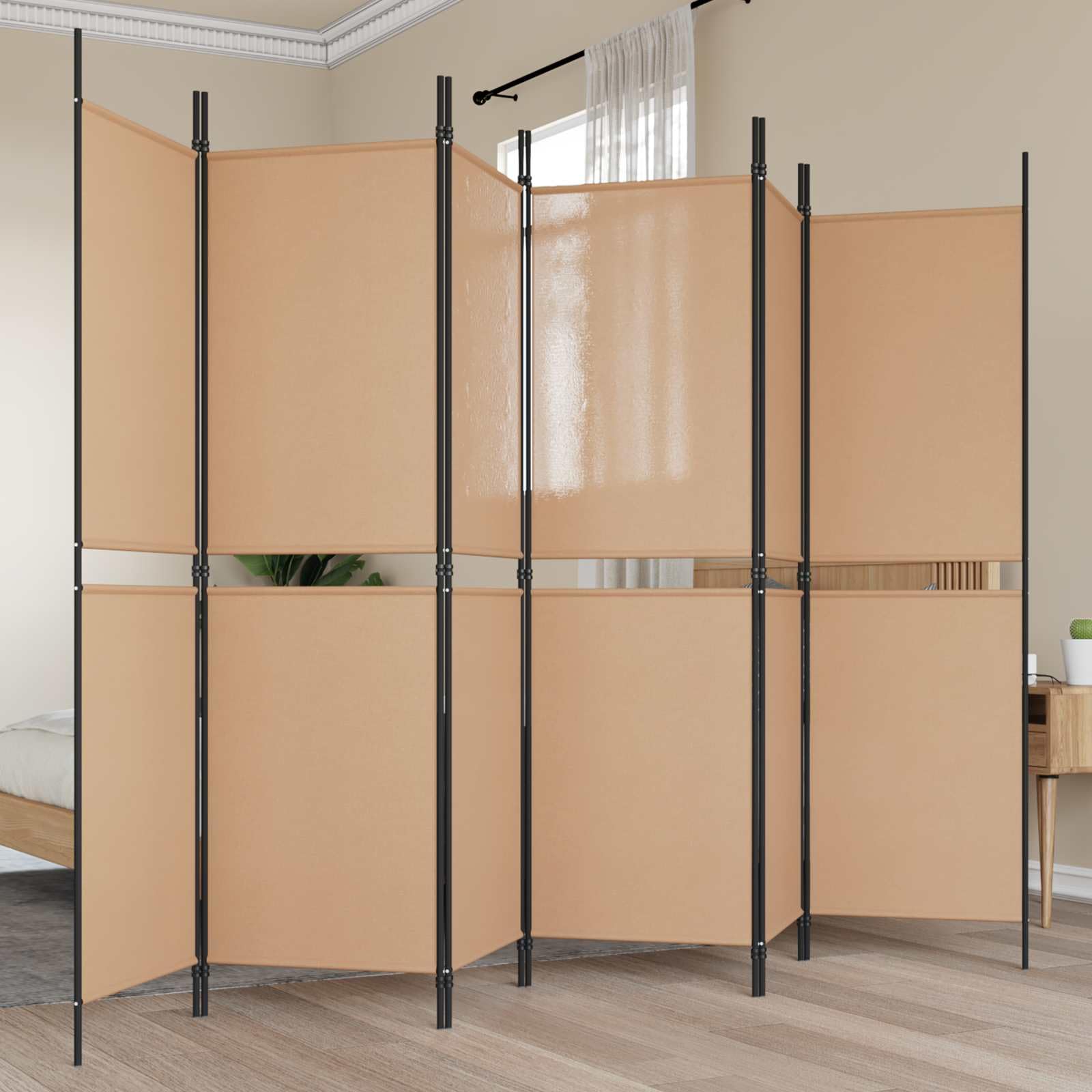 Parawan parawan 300 x 180 cm, materiał beżowy, składany, 6-częściowa ścianka działowa, ochrona przed wzrokiem do salonu, sypialni, biura, pokoju dziecięcego, loftu, studia, wnęki
