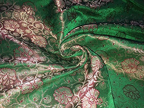 Tissu brocart de soie vert rouge et doré pour éviter les vêtements sans tenue