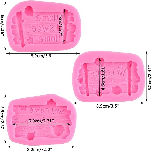 Miniatura 2 de ZiXiang Molde de silicona para letrero de madera de jardín, letrero de bienvenida para decoración de pasteles de azúcar, decoración de cupcakes,