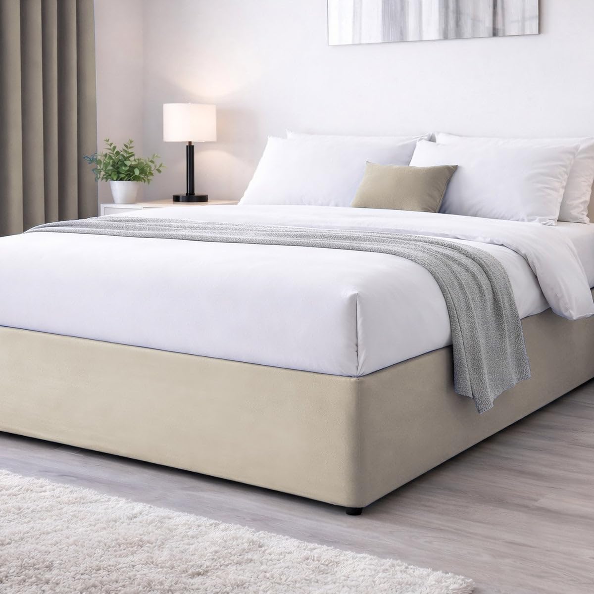 John Aird Elasticated Bed Valance Divan Base Cover Skirt Fits Divan Beds up to 40cm (16") Deep (Natural, Super King) โ image 1