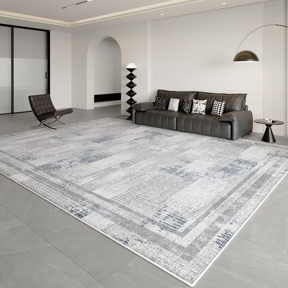 Grand tapis pour chien 120x180cm gris au motif simple pour salon chaleureux