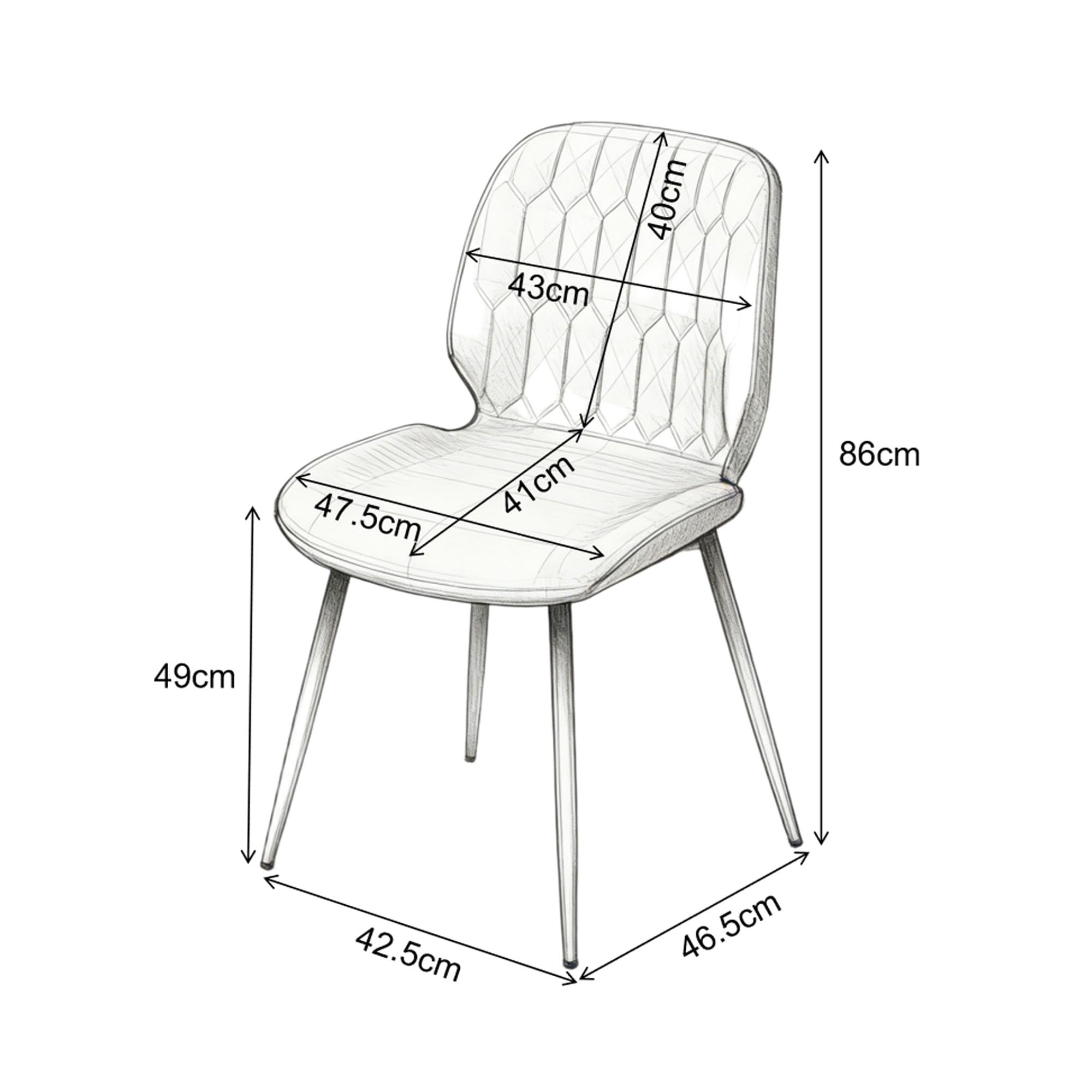 Esszimmerstühle 6er Set für Küche und Schlafzimmer Gepolsterte Wohnzimmerstühle mit Wabenmuster aus Chenille-Stoff, Ergonomische Stühle mit Metallbeinen Braunfarben