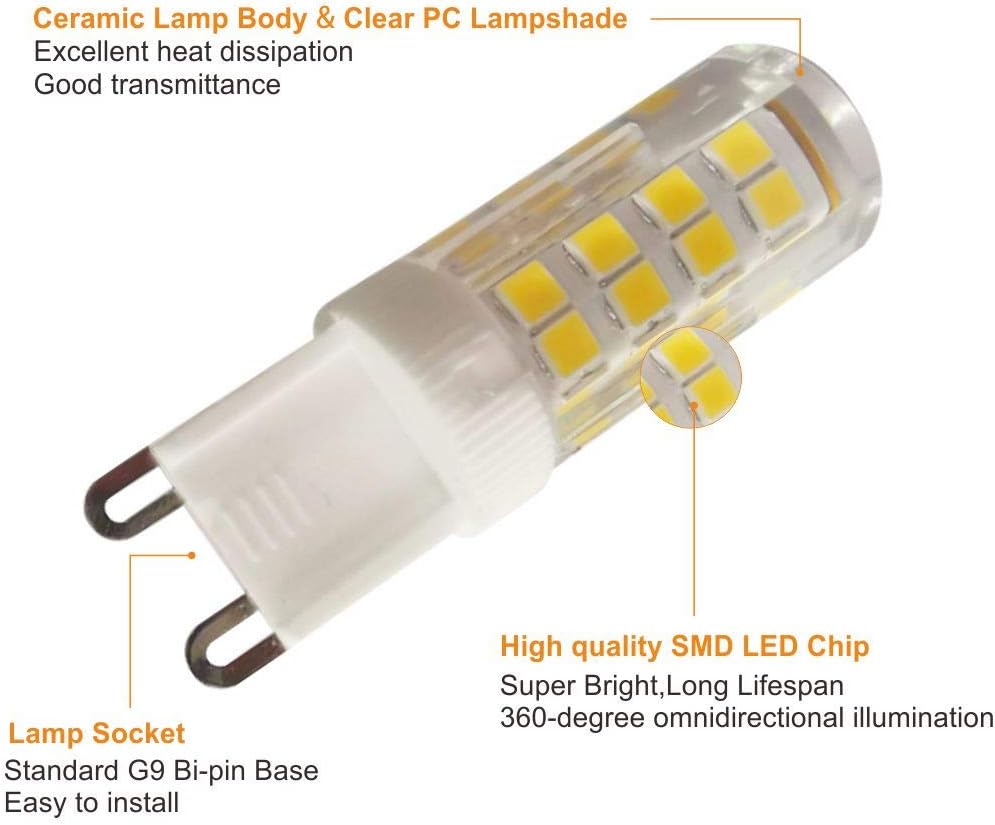 BOKT G9 Led Light Bulb, 7W 110V Chandelier Light Bulbs Non-dimmable, G9 Bi Pin Base,360 Degrees Beam Angle,Pack of 6 (3000K Warm White, 7w)
