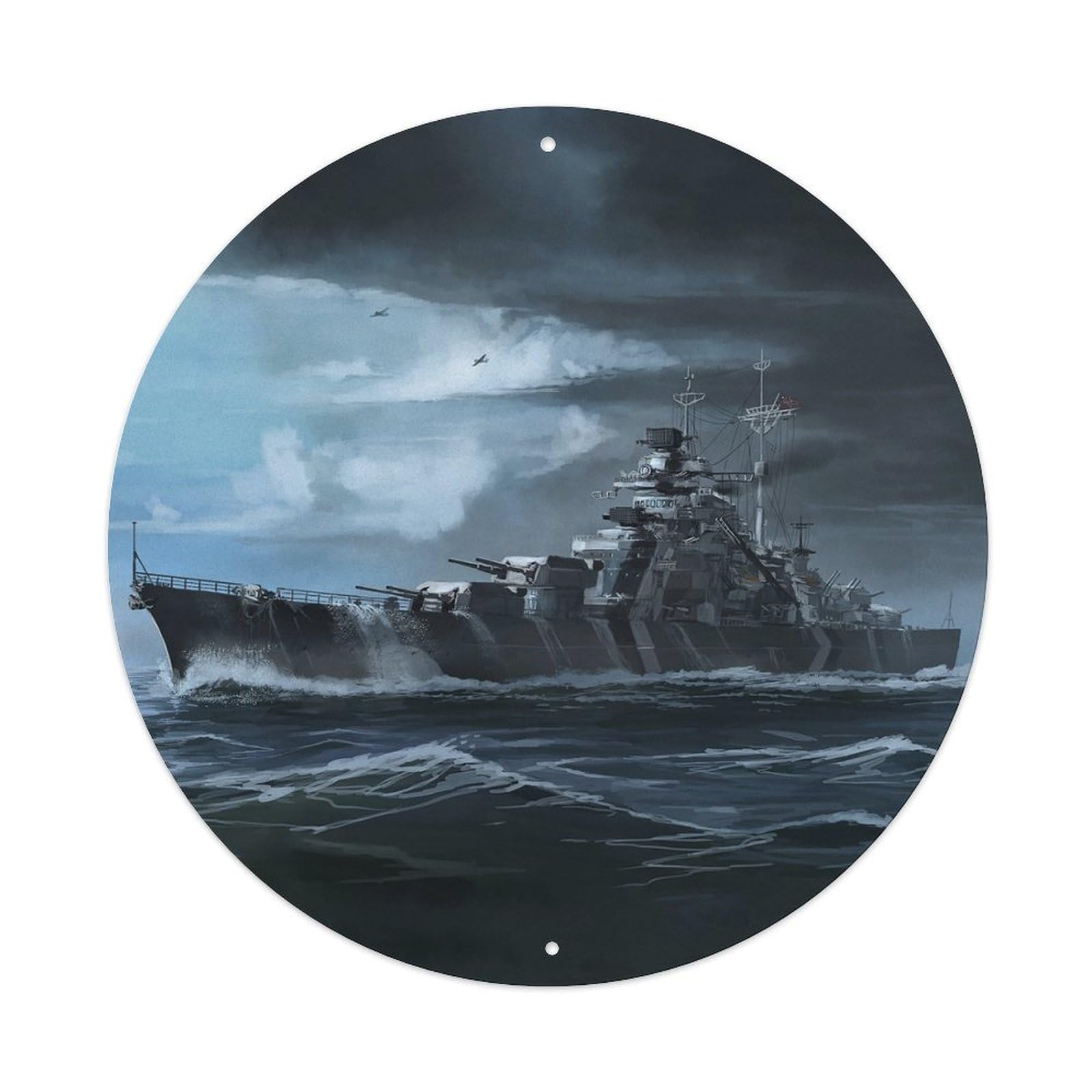 War Bismarck Battleship at Sea Patrol Vintage Metal Tin Sign Plaque Wall Decor for Cafe, Club Bar, Office, Garden Metal Poster 8x8Inch