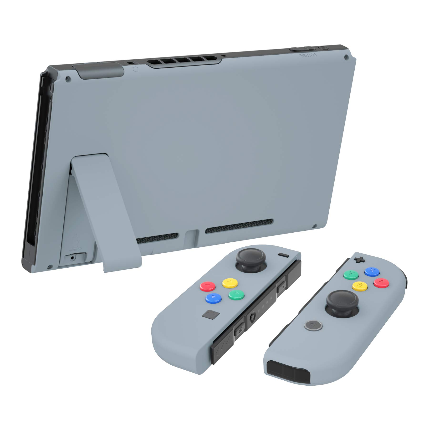 eXtremeRate Carcasa con Botones para Nintendo Switch - Funda Protectora de Reemplazo para Joycons y Consola, Shell de Bricolaje con Teclas para Nintendo Switch Accesorios (New Hope Gray)