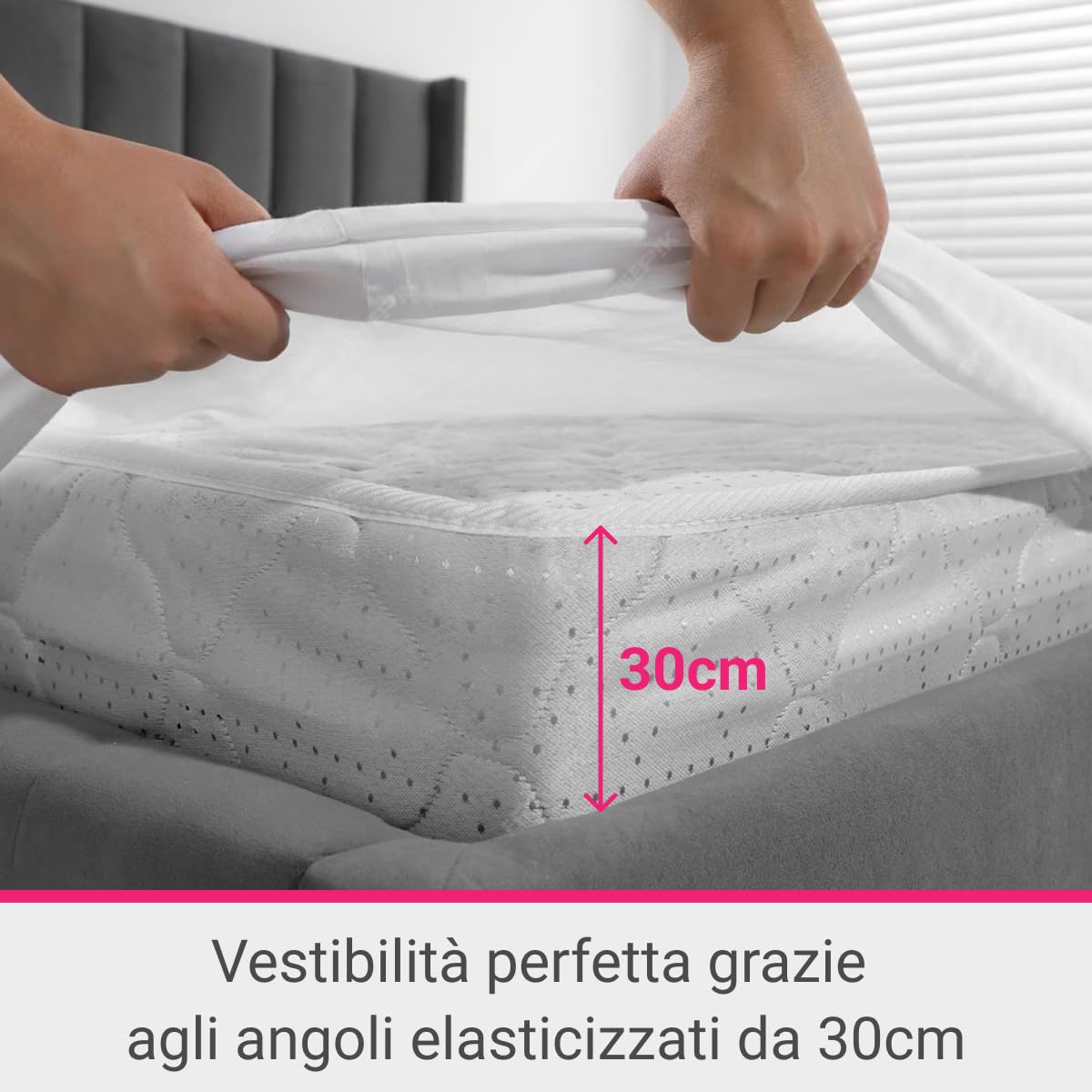 Ipersan – Coprimaterasso Matrimoniale 180x200 Impermeabile, Coprimaterasso 2 Piazze Antiacaro e Anallergico in Puro Cotone Spalmato con Poliuretani, Traspirante e Morbido, Fasce Elastiche Aderenti