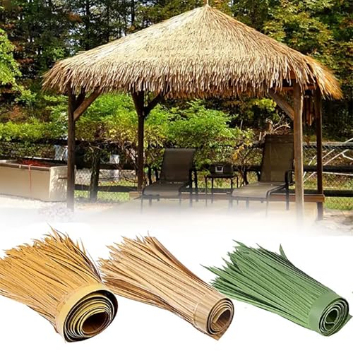 Matériaux de chaume de toiture de paille Tiki Toit de chaume de palmier Feuilles de chaume artificielles Décorations de fête Toit de Jardin Tiki...