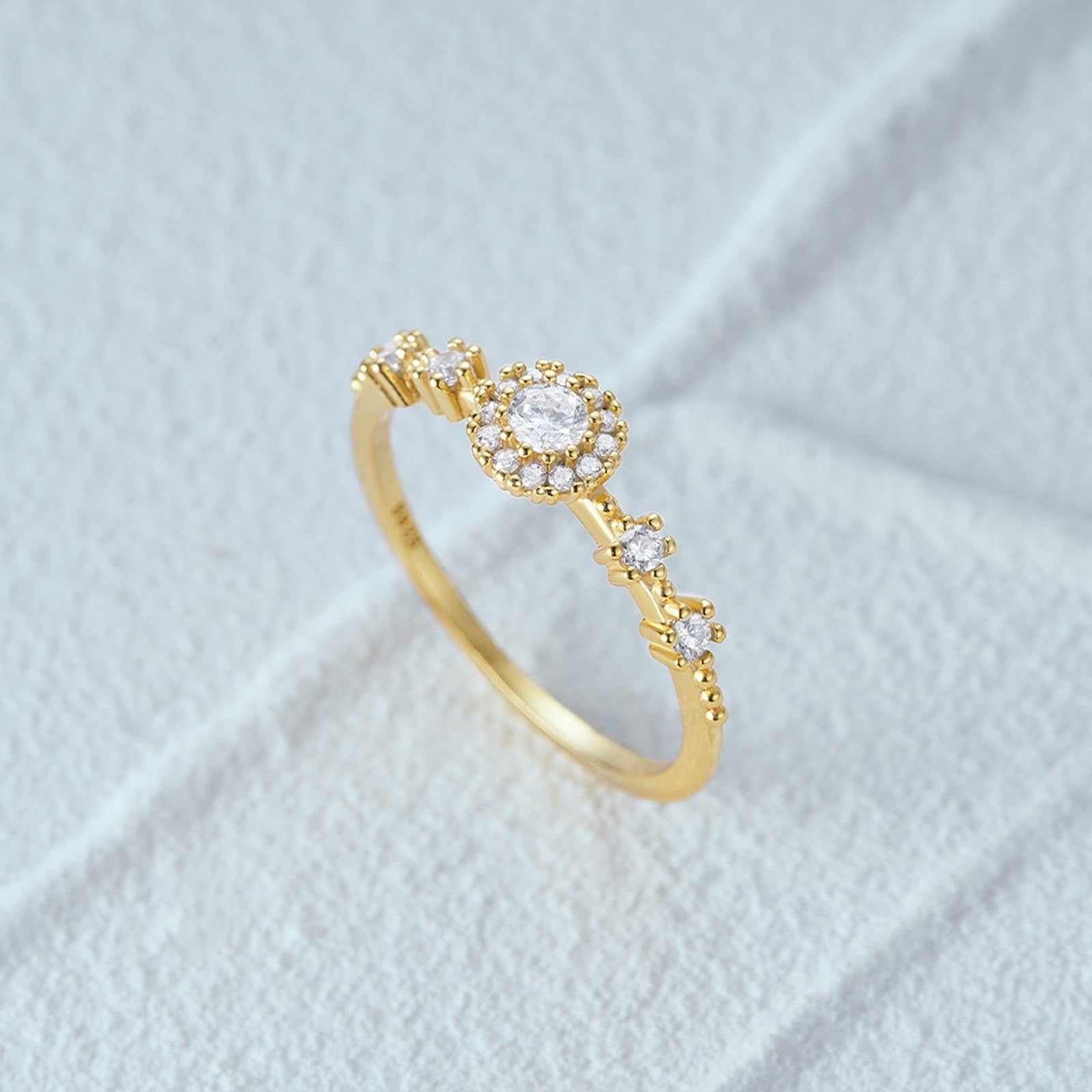 KnSam Anillo de compromiso de oro amarillo de 9 K/14 K, Moissanit Au375/585, oro amarillo, anillos clásicos de boda delicados, oro real, tallas 47-62