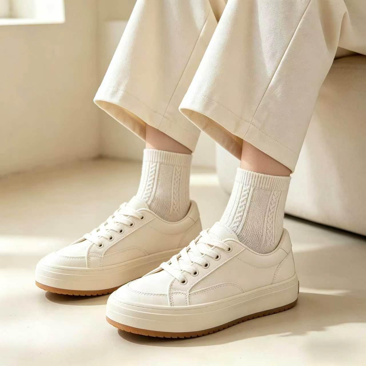 Mangaya Women's Casual Leg Socks - Cute Cotton Socks -5 Pair Set | Elastic