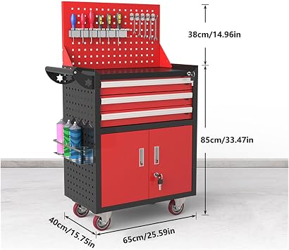 Multifunctional Rolling Tool Chest with Wheels, Tool Storage Cabinet with 5 Drawer, Large Metal Tool Box Organizer with Lock, Tool Cart on Wheels for Garage(White)