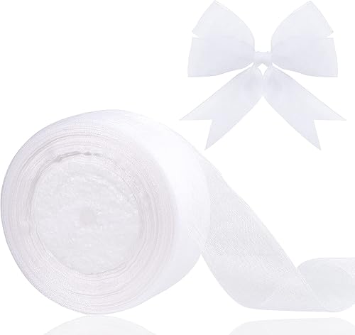 Miniatura 20 de Cinta de organza transparente de 1.5 pulgadas, cinta de gasa azul cielo para envolver regalos, decoración de Navidad, Halloween, ramo de boda