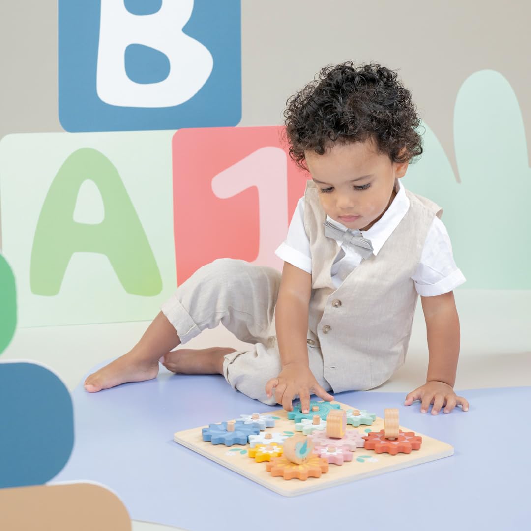 Woet® Wooden Toy Spinning Gear Puzzle for Toddlers - Garden Theme with Turning Gears - Cause and Effect Toy - Age 2 Years+ - Image 2