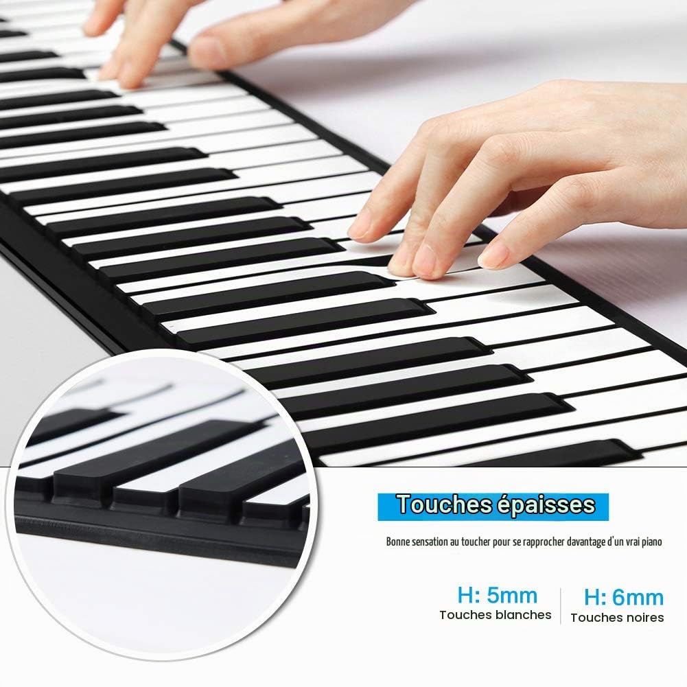 Claviers Piano Souple 61 Touches en Silicone Pliable Portable pour Débutants Enfants Musical Jouet