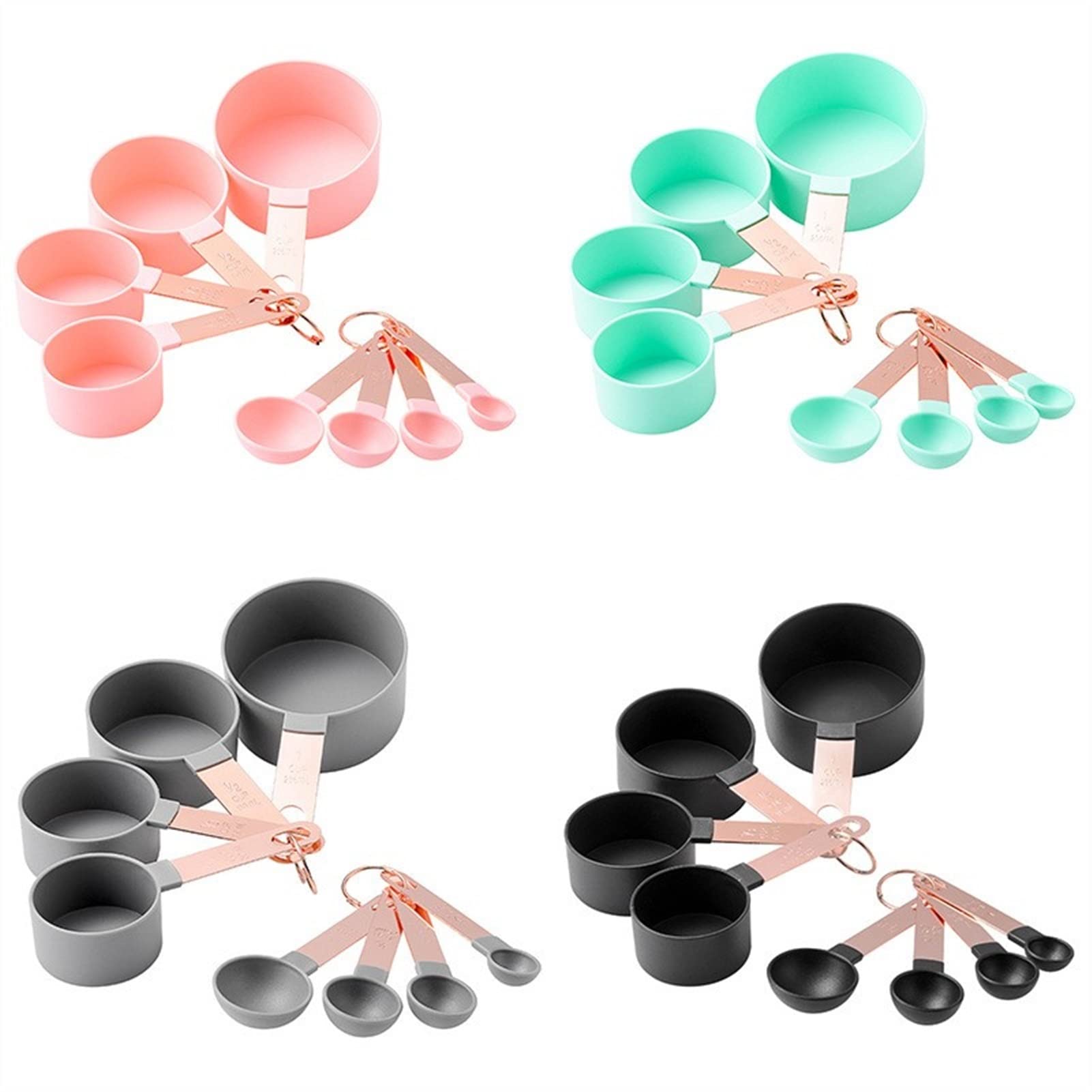 4/8 pezzi Cucchiai multiuso Strumenti per misurare la tazza Accessori per la cottura in PP Manico in plastica in acciaio inossidabile Gadget da cucina (Colore: 8 pezzi Abito verde) (8 pezzi