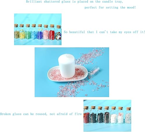 Miniatura 3 de Vidrio triturado para manualidades, arte de resina. Decoración de piezas de vidrio roto rosa. Vidrio triturado para arte de relleno de jarrón,