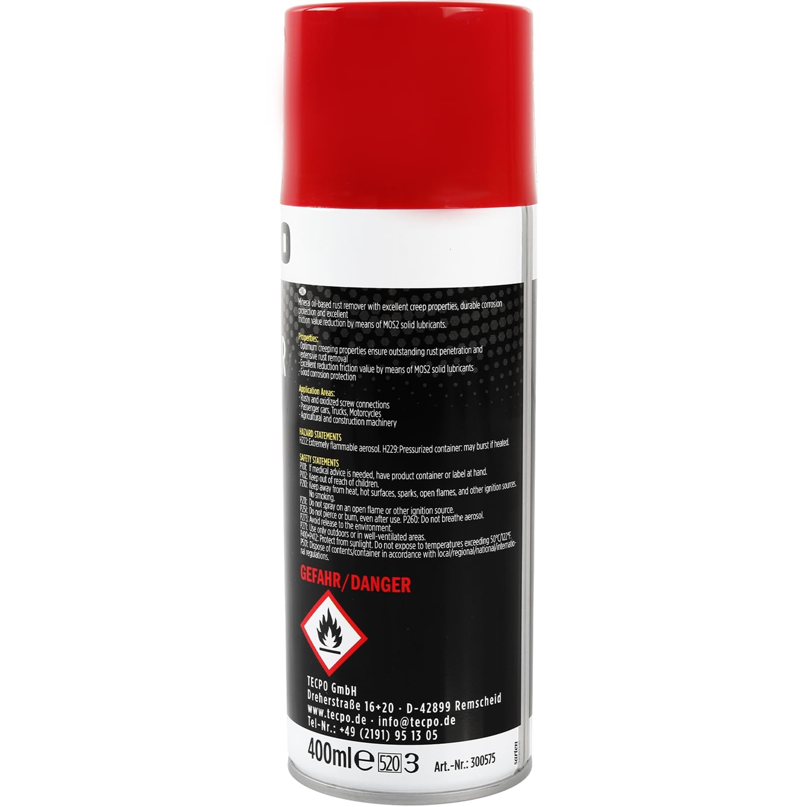 TECPO MoS² - Lote de 36 convertidores de óxido lubricante (400 ml, spray multifunción con protección contra la corrosión y capacidad de fluencia para conexiones oxidadas y oxidadas)