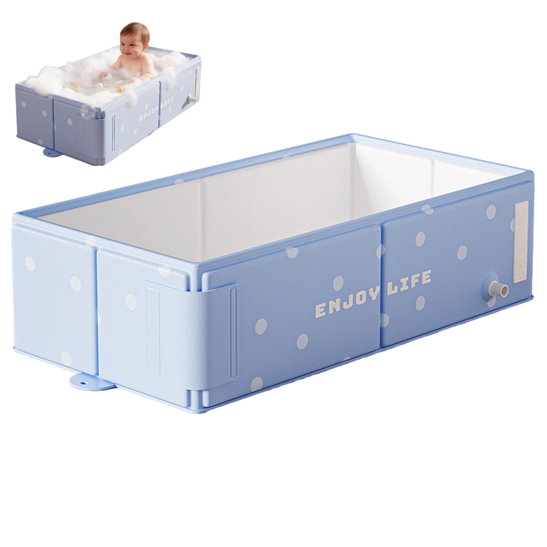 Bañera plegable para bebé, plegable, para recién nacidos y niños pequeños, portátil que ahorra espacio, azul