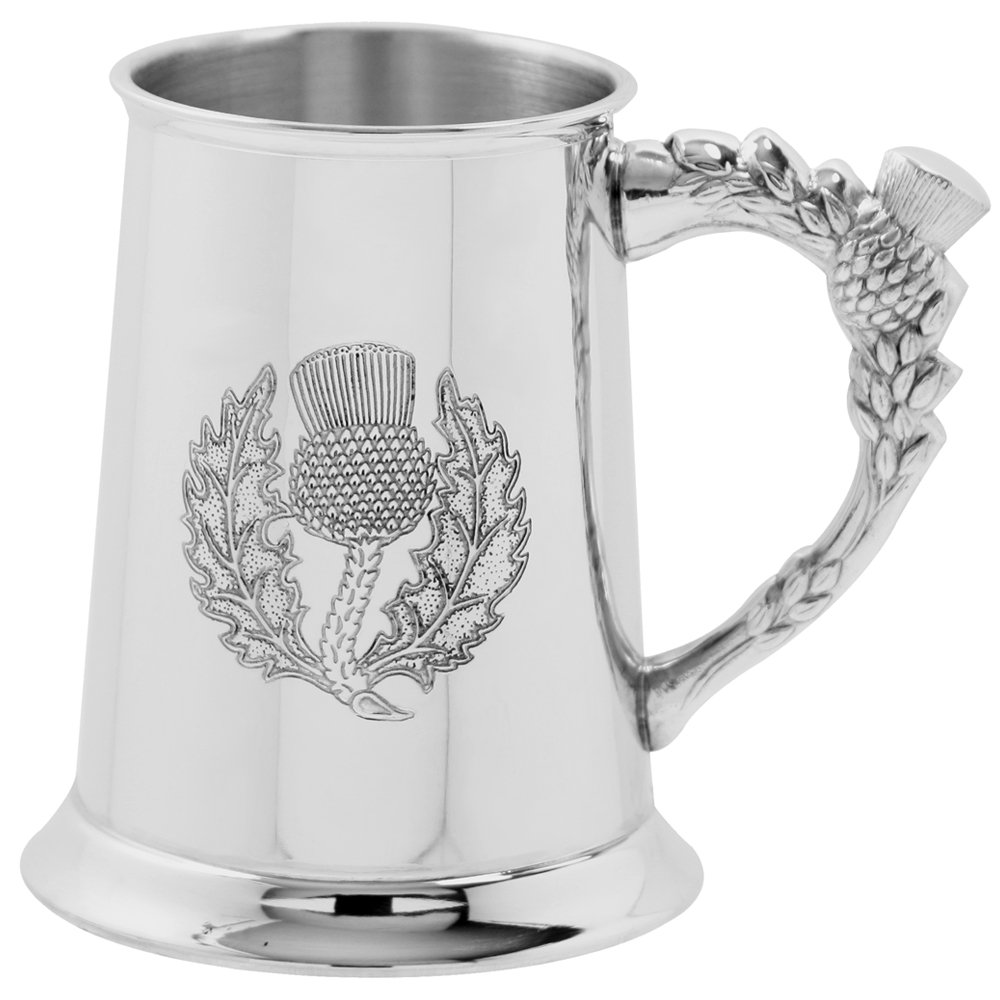 English Pewter Company Sheffield, England Women's Silver English Pewter Company 1 Pint Scottish Thistle Pewter Tankard With Thistle Handle [Sg100]