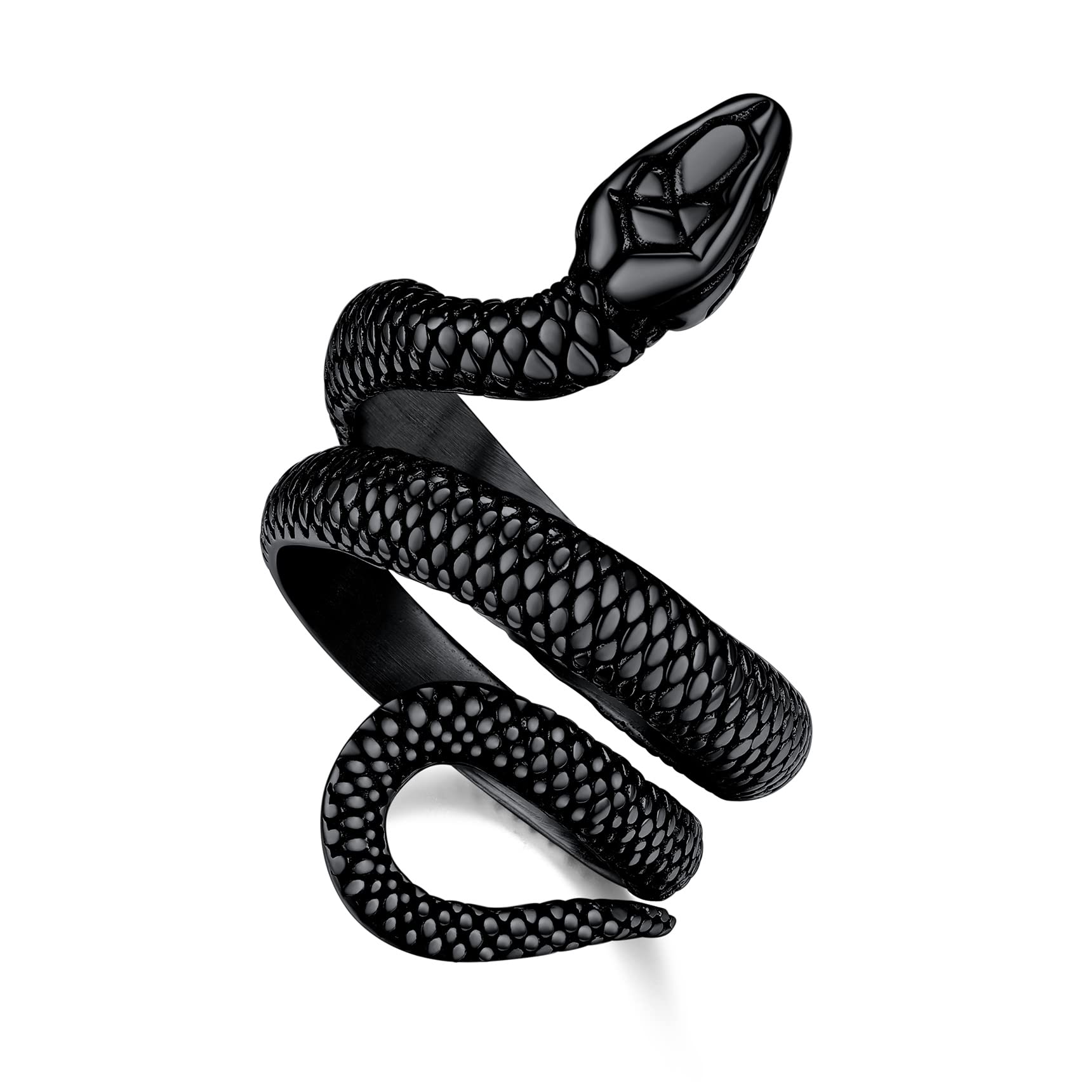 Bestyle Punk Gothic Snake Rings for Men Women, Stainless Steel/Gold/Black Serpent Finger Wrap Ring, Cool Statement Biker Rings Retro Costumes Jewelry,