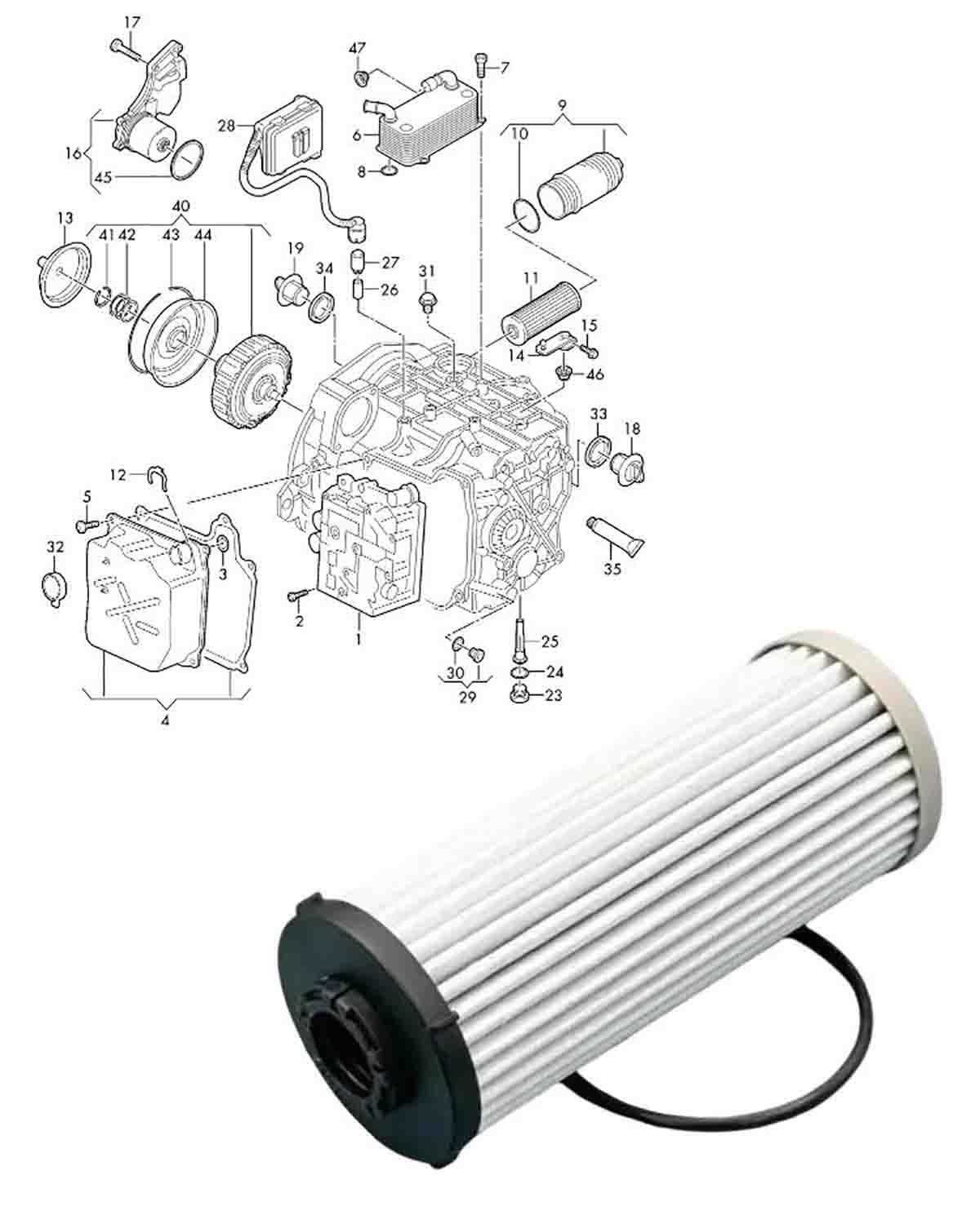 Para La Transmisión Para CADDY GOLF Parte El Filtro Hidráulico 0GC325183A