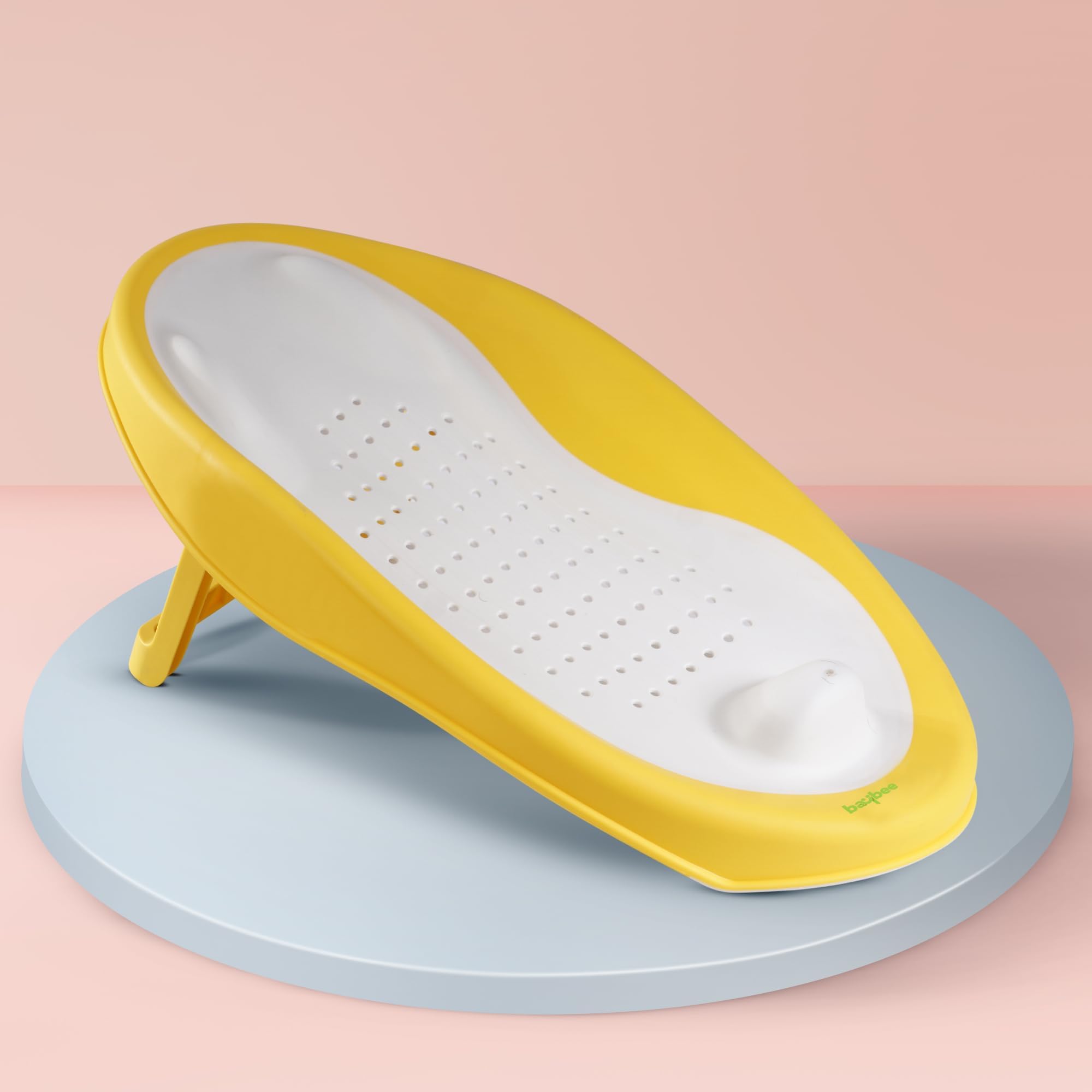Baybee Newborn Dusa Bath tub Seat for Babies,Plastic Bath Chair with Anti Slip and Foldable Ergonomic Infants & Toddlers Baby Bather Shower Seater for Kids 0-12 Months (Yellow)