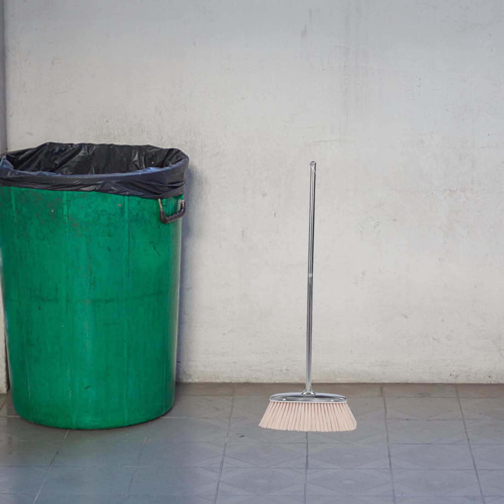 Happyyami Recogedor de Basura sin Agacharse de Acero Inoxidable Plata | Nylon, para Armario y Suelo, Limpieza de Tejidos sin Desprender Fibras, Uso Doméstico