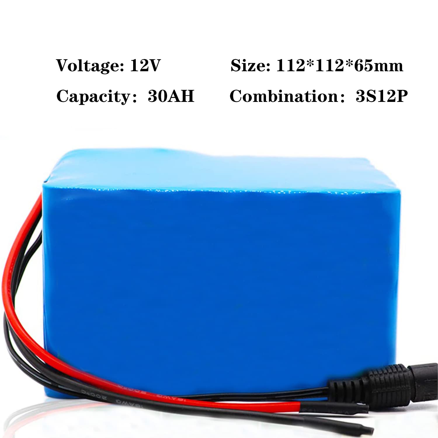 ZHIKAN Batteria Al Litio 12V 30Ah Con Caricatore – Per Ebike, Inverter E Lampade Solari, BMS Protetta, 122x122x65 Mm
