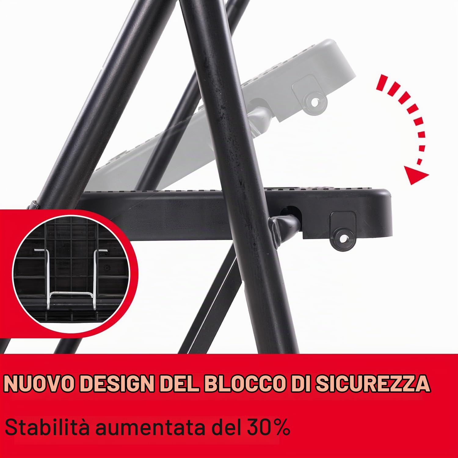 OUTIGO Scala a pioli pieghevole a 3 gradini, piccola scala con impugnatura in gomma, design antiscivolo, realizzata in lega di acciaio di alta qualità, capacità di carico fino a 150 kg, scala portati